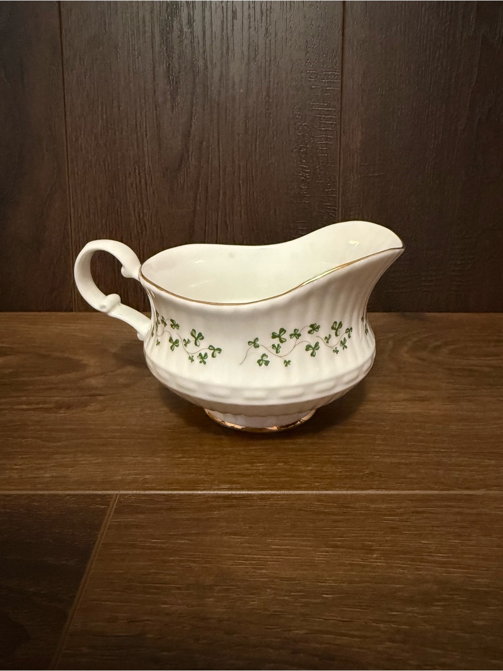 Vintage Royal Tara Trellis Shamrock Gravy Boat Bone China Ireland